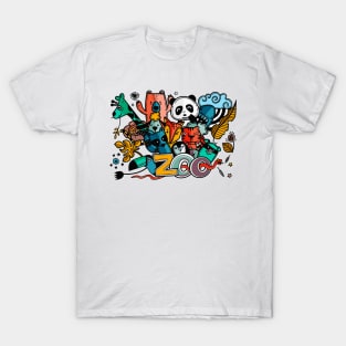 Zoo Doodle Animals Illustration T-Shirt